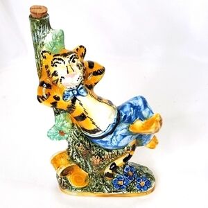 Vintage1960's S. Gimignano Tiger Majolica Bottle Liquor Decanter Italy